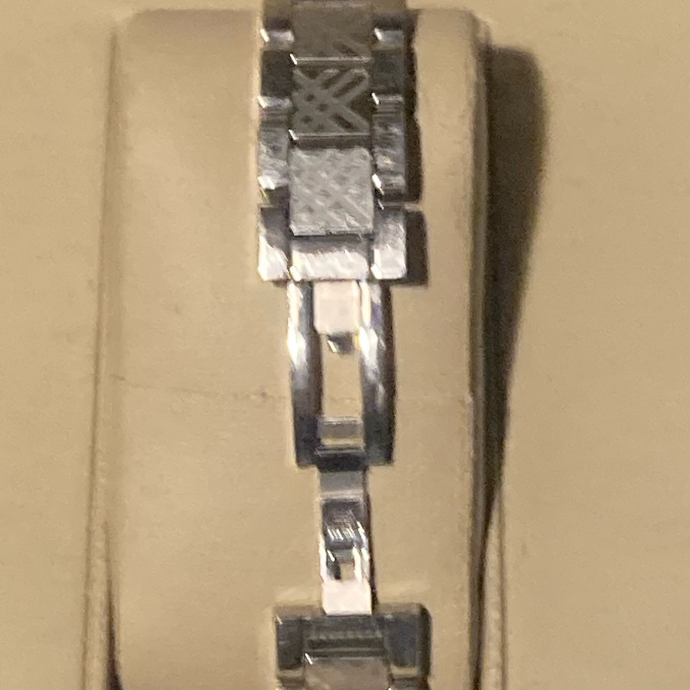 Burberry Silver Patterned Rectangular Watch - image 2
